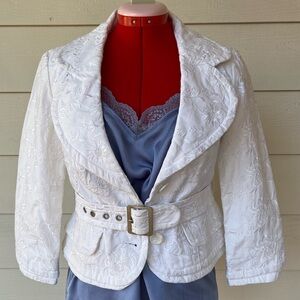 Vintage Bebe white embroidered floral blazer